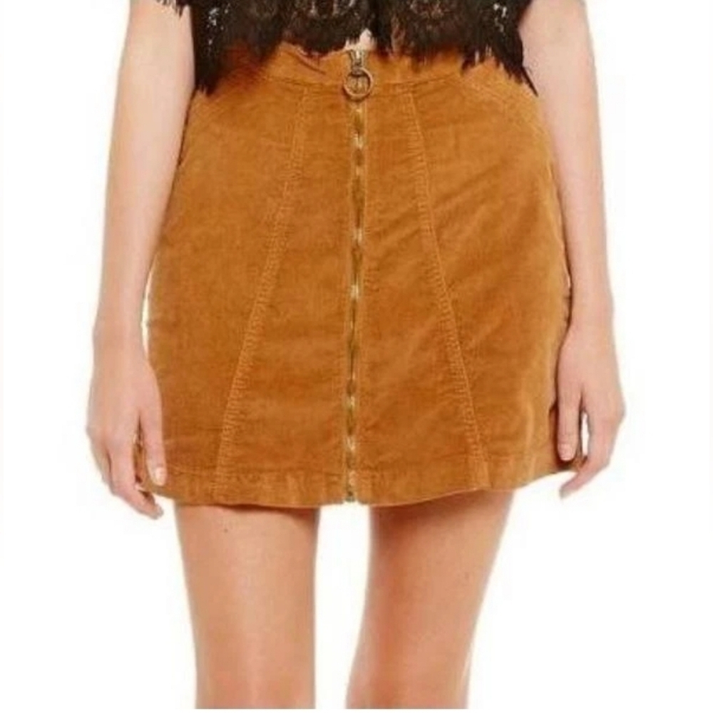 Buffalo David Bitton Women's Corduroy Tank Brown Skirt Zip Front 25